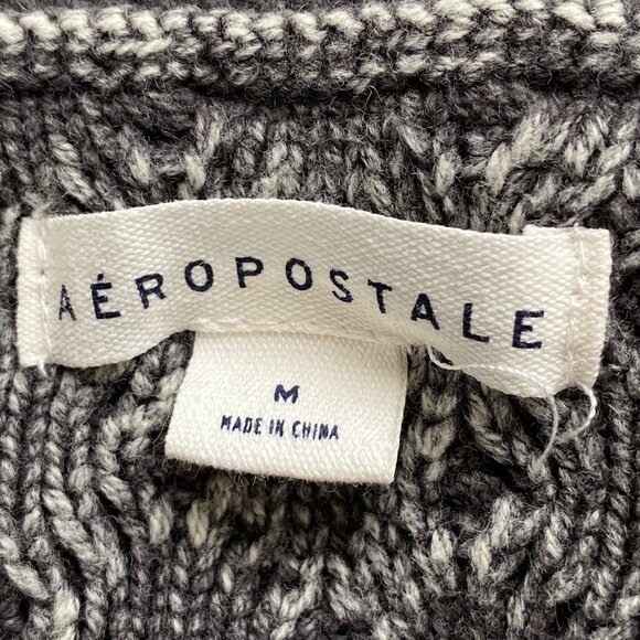 Aeropostale Cable Knit Grunge Crop Sweater Washed Out Mineral Wash Oversized-M - Picture 10 of 14